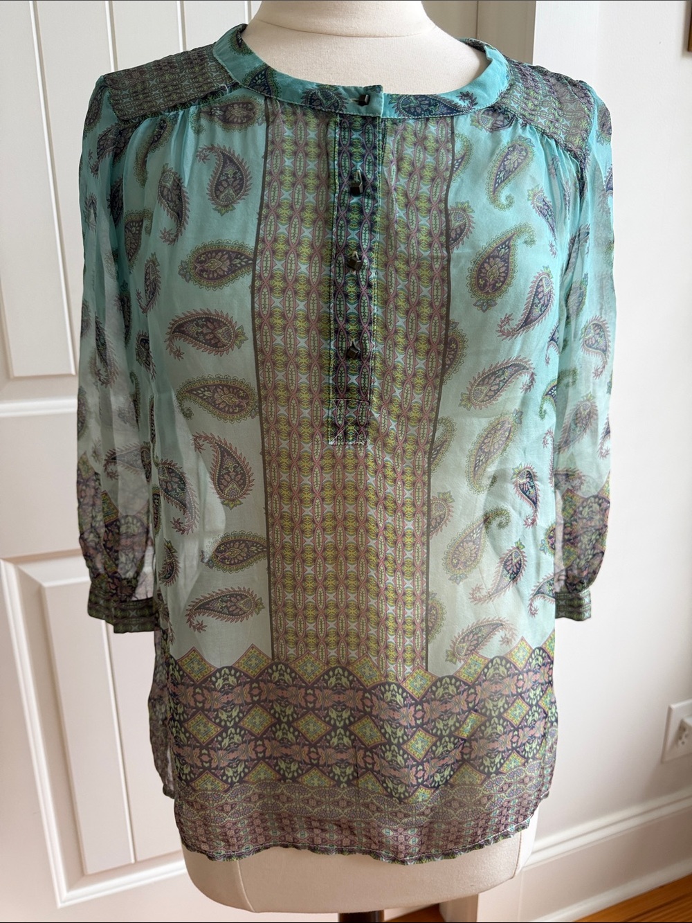 Gypsy 05 Sheer Paisley Teal Blouse